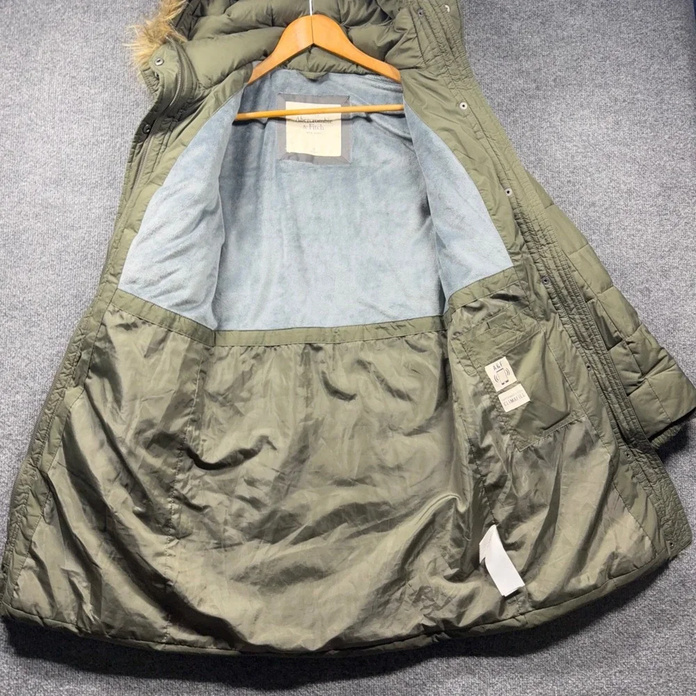 Abercrombie Fitch Jacket Womens Extra Small Ultra Parka Sherpa Lined Olive Green